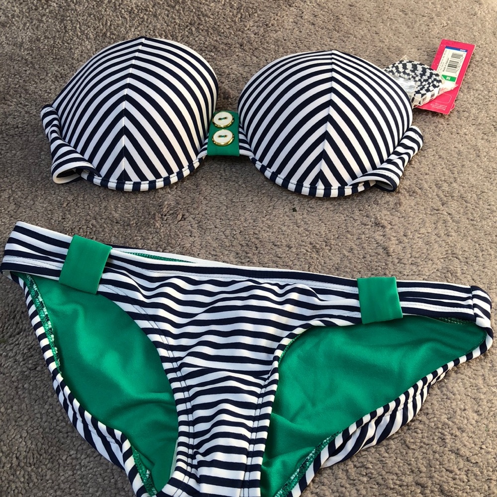 NWT - Striped Bandeau Bikini
